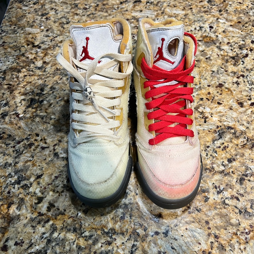 Nike Kids High-Top Sneakers in White with Red Accent